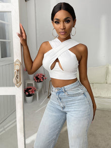 SXY Cross Wrap Crop Tank Top