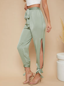 Knot Sleeve Self Belted Pants