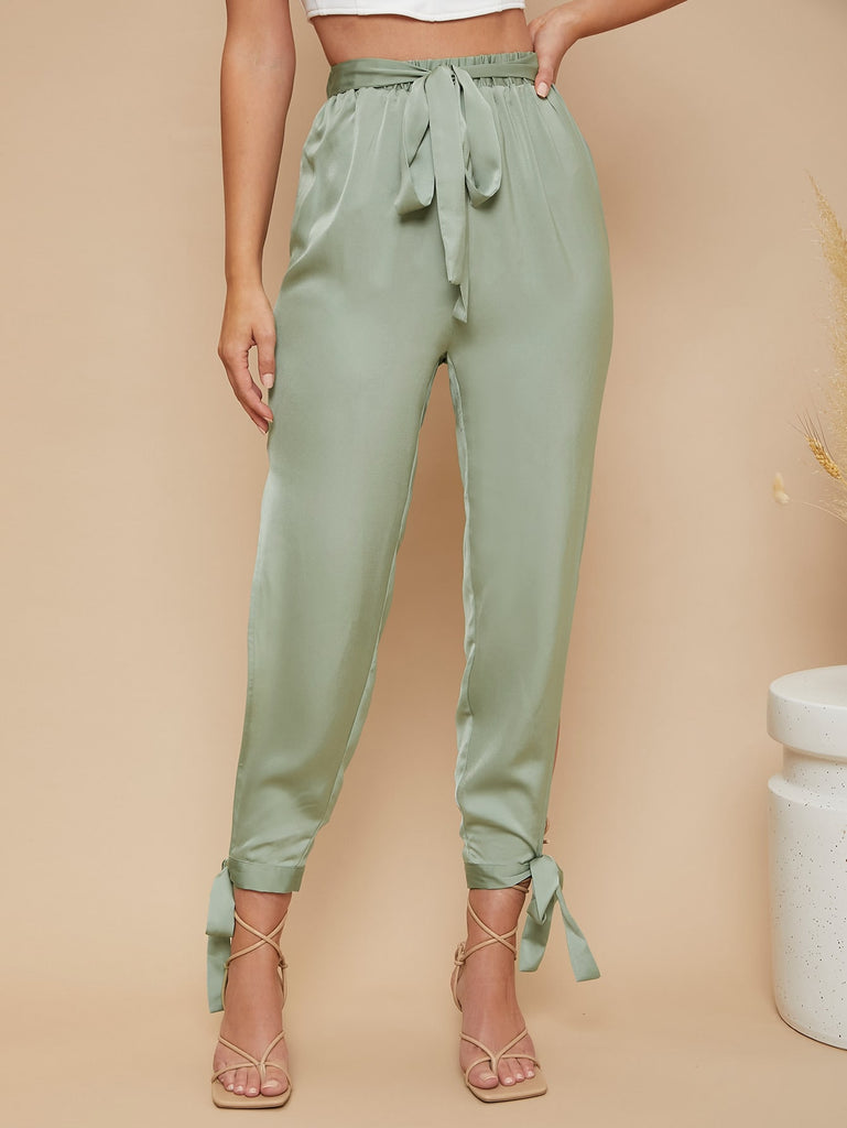 Knot Sleeve Self Belted Pants