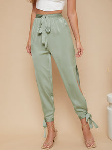 Knot Sleeve Self Belted Pants