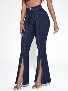 SXY Flare Leg Split Hem Jeans