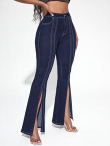 SXY Flare Leg Split Hem Jeans