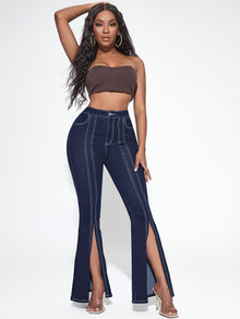 SXY Flare Leg Split Hem Jeans