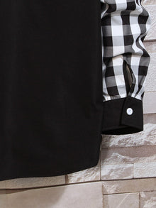 Men 1pc Gingham Print Button Front Shirt