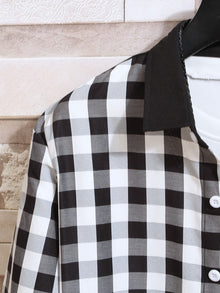 Men 1pc Gingham Print Button Front Shirt
