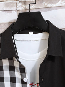 Men 1pc Gingham Print Button Front Shirt