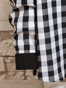 Men 1pc Gingham Print Button Front Shirt