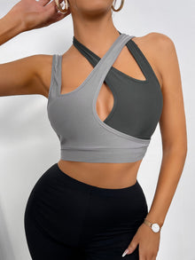 Two Tone Cut Out Criss Cross Crop Tank Top