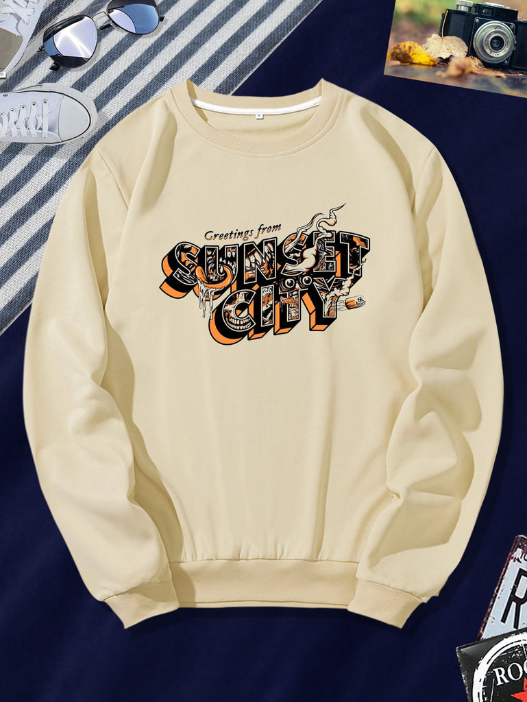 Men Skull And Slogan Graphic Pullover