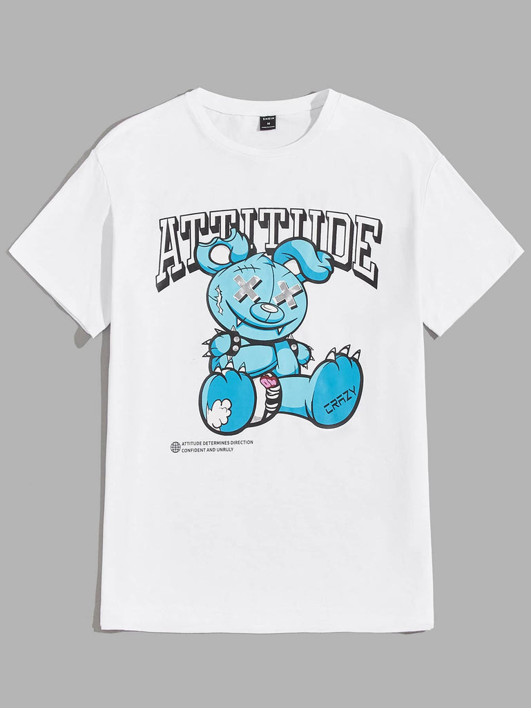 Men Cartoon Print Crew Neck Tee