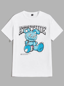 Men Cartoon Print Crew Neck Tee