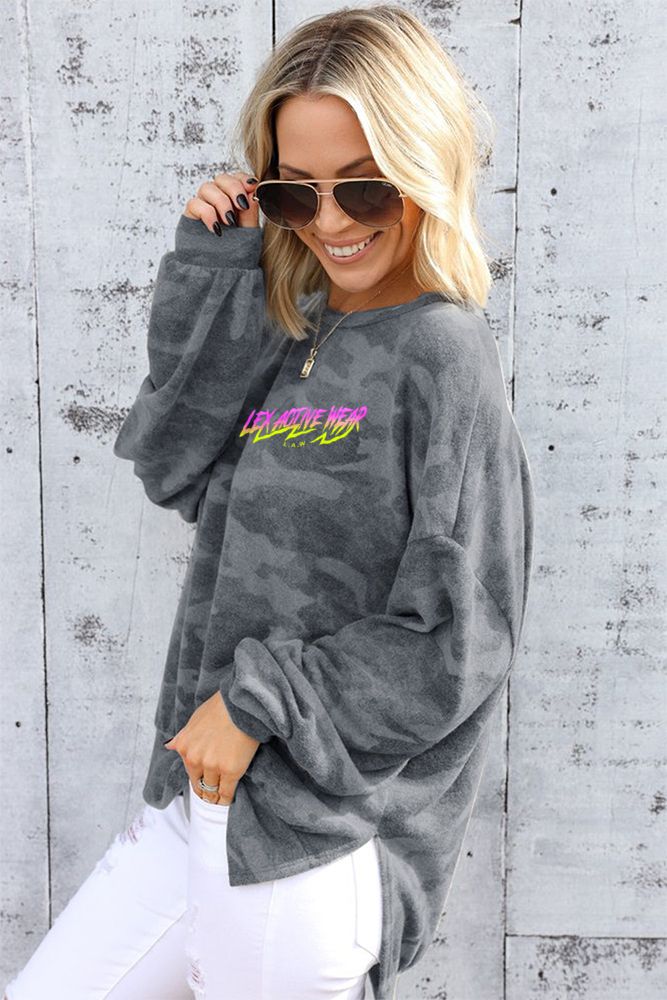 High-low Edge Camo Sweatshirt