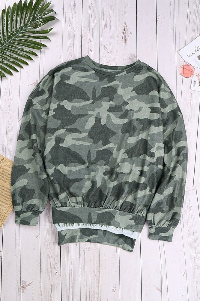 High-low Edge Camo Sweatshirt