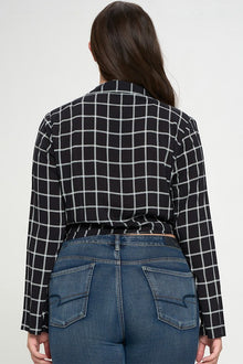 talent PLUS Plus Size Plaid Tie Front Cropped Shirt