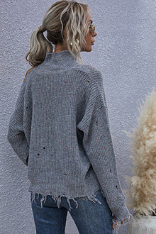 One Shoulder Distressed Sweater