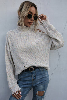 One Shoulder Distressed Sweater