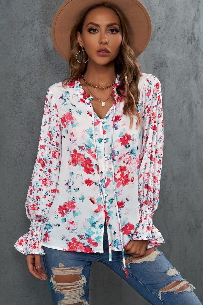 Rose Floral Smocked Blouse