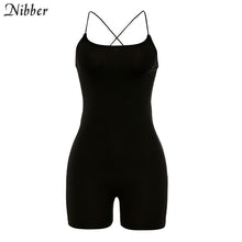 Nibber summer stretch Slim sling playsuits women fashion Basic red black sleeveless short jumpsuit street casual wear 2020 mujer