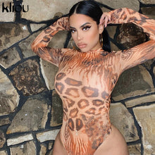 Kliou Vintage Pattern Printed Bodysuit Women Bodycon Autumn Long Sleeve Skinny Pull-over Jumpsuit Rompers Casual Streetwear