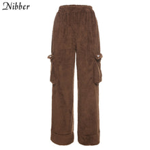 Nibber Flannel Zipper Corp Tops Coat Cargo Pants Sets Womens Autumn Winter Y2K Overalls Jacket Suits Sportswear Pullover Female