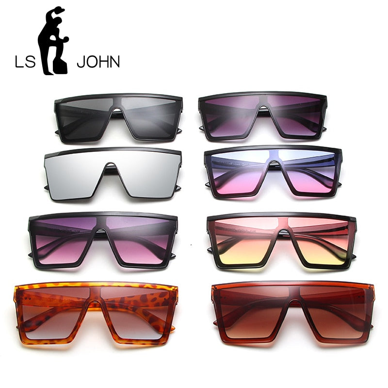 LS JOHN Oversized Square Sunglasses Women 2020 Fashion Shades for women Retro Sun Glasses Women Big Frame Vintage Eyewear UV400