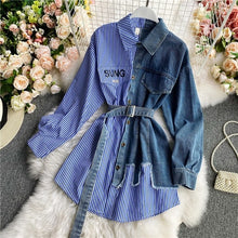 Women's Blouse 2020 Autumn Long Sleeve Shirt Tops Jeans Patchwork Plaid Blouses Elegantes Blusas para mujer Slim Shirt Dress