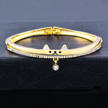 SINLEERY Romantic Black Heart Bangle Cuff For Women Gold Silver Color Crystal Heart Pendant Bracelets Women SL151 SSC
