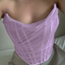 Colysmo Mesh Crop Top Women 2020 Summer Tops Sexy Party Club Wear Off Shoulder Corset Top Solid Color Casual Streetwear