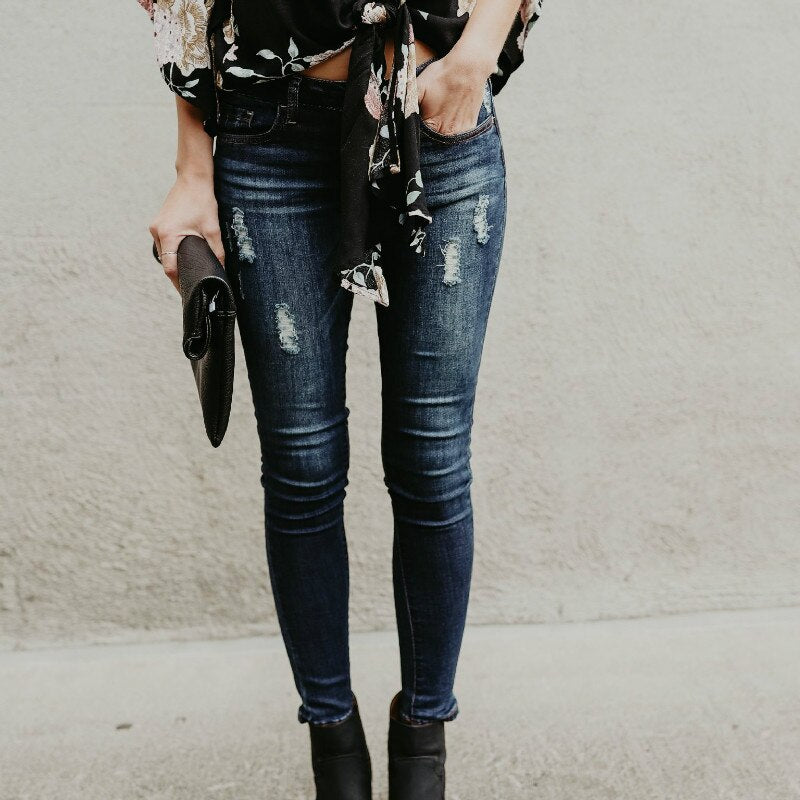 Moto Biker Jeans Women Locomotive Gray Black High Street Skinny Denim Pants Distressed Vintage Slim Ripped Pleated Kot Pantolon