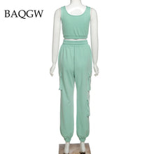 Solid Sports Wear 2 Piece Women Set Summer Casual Crop Top and Pants Set Tracksuit Female Two Piece Set 2020 Autum Clothes Suits