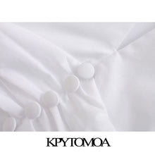 KPYTOMOA Women 2020 Fashion Decorative Buttons Pleated Cropped Blouses Vintage Long Sleeve Side Zipper Female Shirts Chic Tops