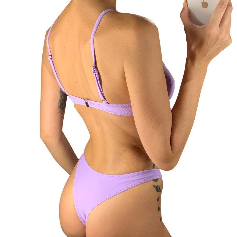 Bikini 2021 Summer Bandage Swimsuit Women Push Up Swimwear Padded Bra Bikini Set Solid Beach Wear Bathing Suit Brazilian Biquini