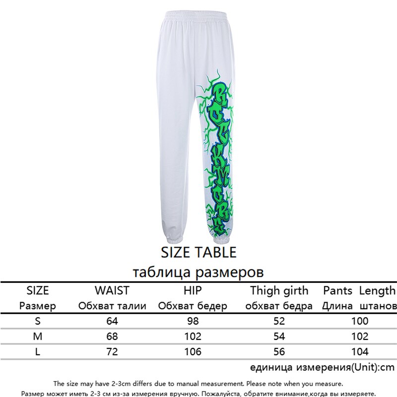 Sweetown Flaming Fire Printed Streetwear Jogger Pants Women Casual Elastic High Waist Sweatpants Hip Hop Baggy Running Trousers