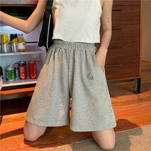 Harajuku Elastic High Waist Moon Embroidered Shorts Women Loose Sport Summer BF Casual Running Shorts Women Biker Baggy Short