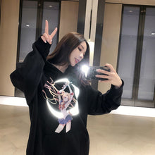 Hoodies Autumn Letter Print Women Reflective Hoodies Sweatshirts Casual Loose Long Sleeve Tracksuit hoodies Women White Tops Hot
