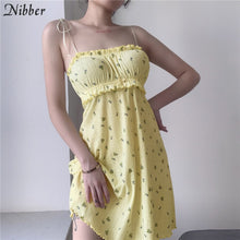 Nibber summer boho loose slim Soft home wear mini dress casual Elegant sling floral dress fashion Korean style nightdress femme
