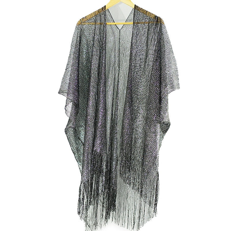 Tassel gold bikini cover up Sexy beach dress tunics for women beachwear 2021 Summer See through swimsuit cover-ups kaftan new