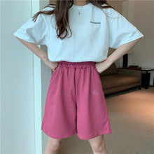 Harajuku Elastic High Waist Moon Embroidered Shorts Women Loose Sport Summer BF Casual Running Shorts Women Biker Baggy Short