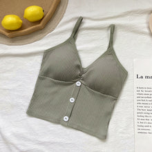 Women's Summer Camisole New 2020 Fashion Cropped Button Outer Wear Thin V-Neck Knit Tops WX73