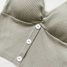 Women's Summer Camisole New 2020 Fashion Cropped Button Outer Wear Thin V-Neck Knit Tops WX73