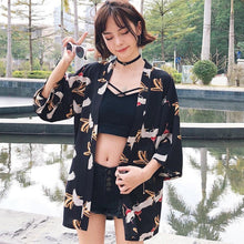 Vintage Summer Printed Chiffon Sunscreen Harajuku Kimono Cardigan Outerwear Blouse Japanese Style Women Clothing
