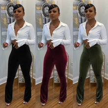 Casual Women Pants Knit Ribbed Velvet Flare Pants Joggers Women Cargo Streetwear Outfit Winter Clothes For Women