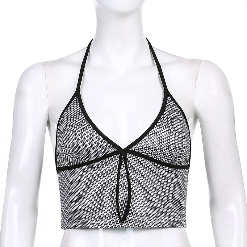 Sweetown Pink Heart Print Cute Bustier Crop Top Women Y2K Aesthetic Kawaii Clothes Sleeveless Backless Lace Up Bralette Camisole
