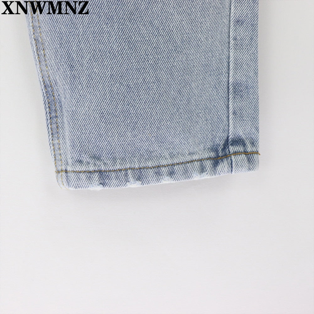 Za Vintage mom jeans high waisted jeans woman ripped boyfriend jeans for women korean style distressed jeans blue denim pants