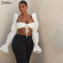 Nibber French Romantic Elegant Crop Tops For Women Sweet T-shirts Summer Street Casual Wear Female White Full Sleeve Tee 2021Top