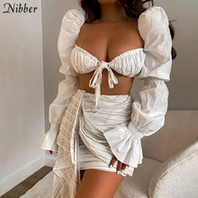 Nibber French Romantic Elegant Crop Tops For Women Sweet T-shirts Summer Street Casual Wear Female White Full Sleeve Tee 2021Top