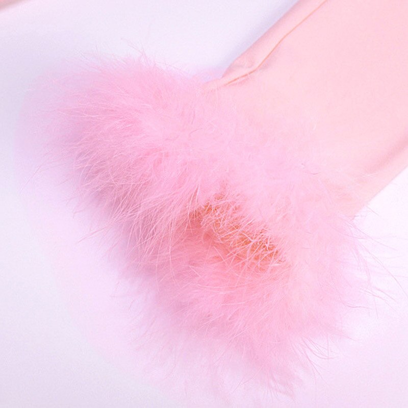 Viifaa Tie Front Fur Cuff Long Sleeve Crop T Shirt Women Clothes 2020 Autumn Winter Pink Tee Tops Sexy Streetwear Fashion Tshirt