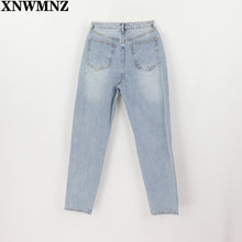 Za Vintage mom jeans high waisted jeans woman ripped boyfriend jeans for women korean style distressed jeans blue denim pants