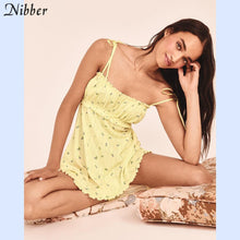 Nibber summer boho loose slim Soft home wear mini dress casual Elegant sling floral dress fashion Korean style nightdress femme