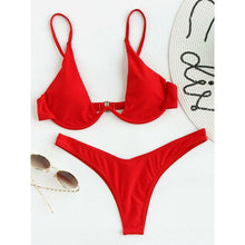 Bikini 2021 Summer Bandage Swimsuit Women Push Up Swimwear Padded Bra Bikini Set Solid Beach Wear Bathing Suit Brazilian Biquini